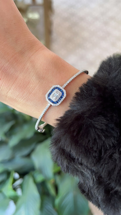 Emerald Cut Gemstone Bangle 