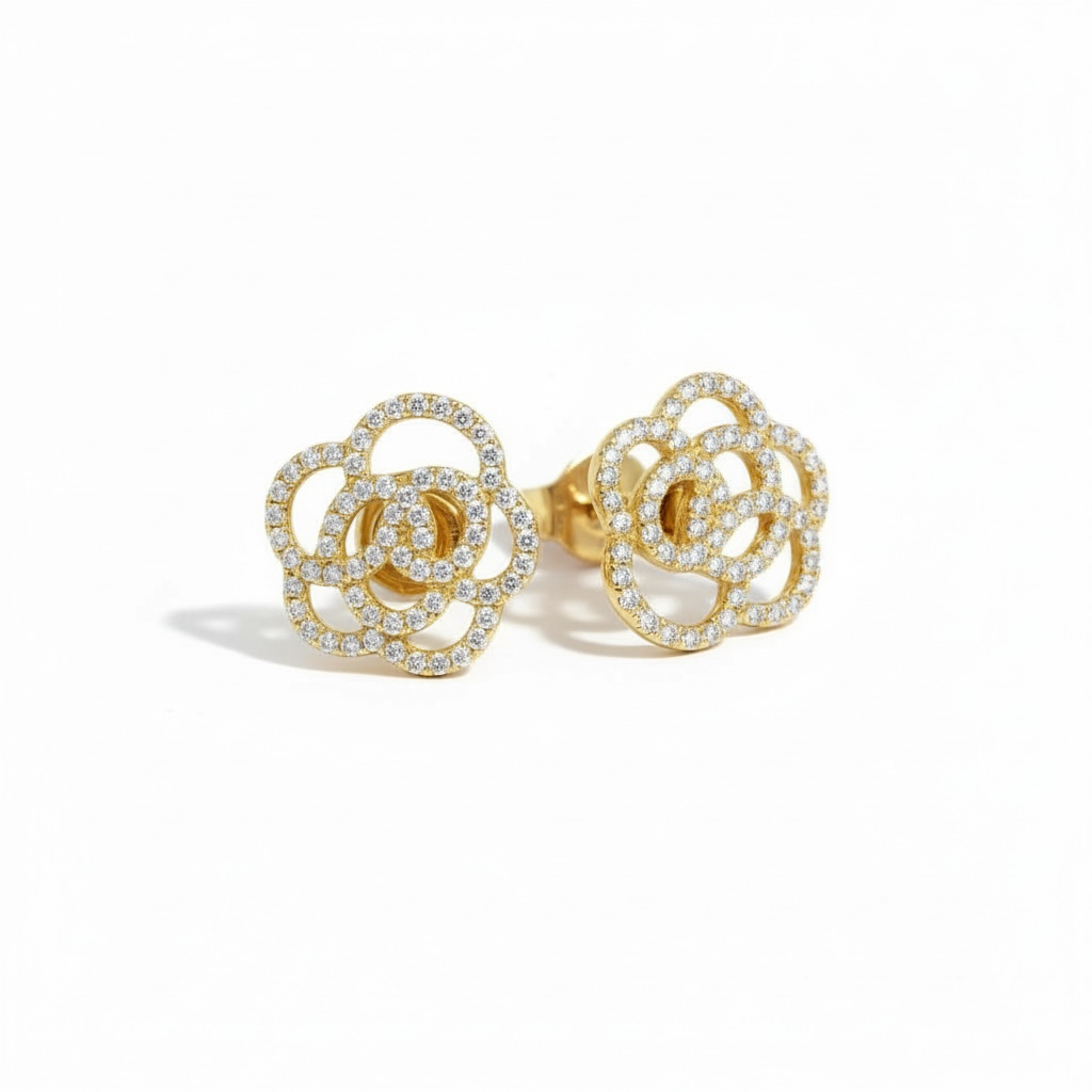 Pave Flower Earrings