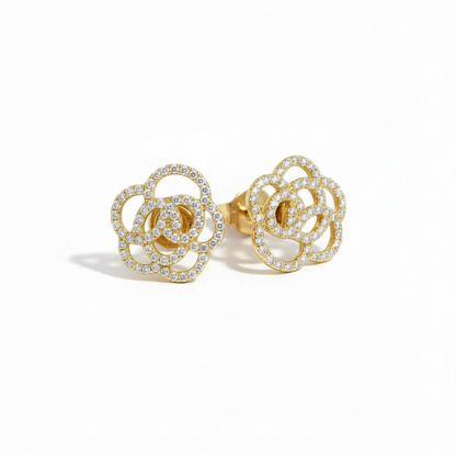 Pave Flower Earrings