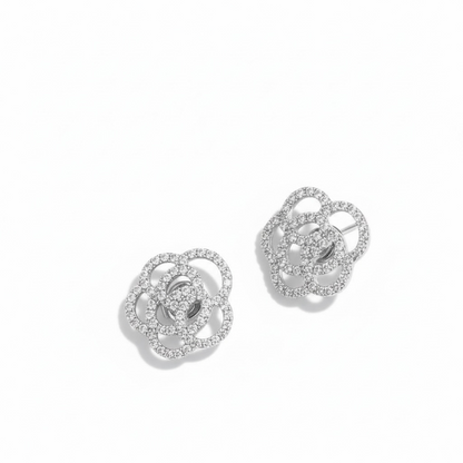 Pave Flower Earrings