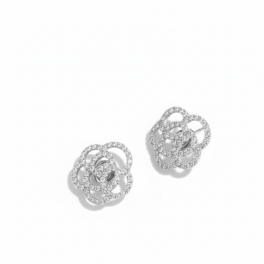 Pave Flower Earrings
