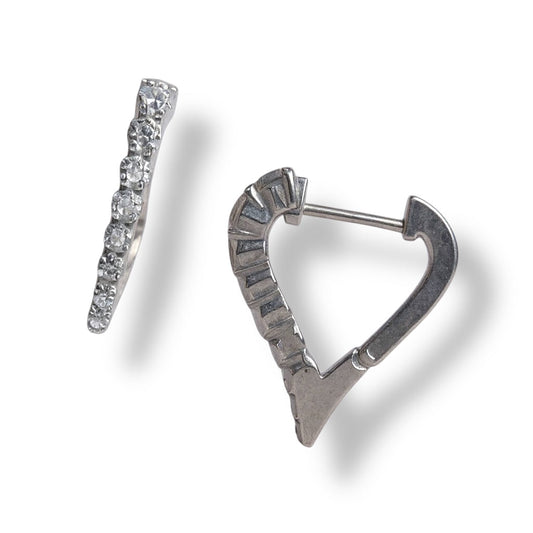 Pave Heart Huggie 