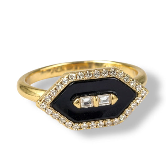 Black Enamel Shield Ring 