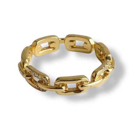 Pave Accent Chain Link Ring 