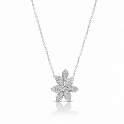 PAVE DIAMOND FLOWER NECKLACE 