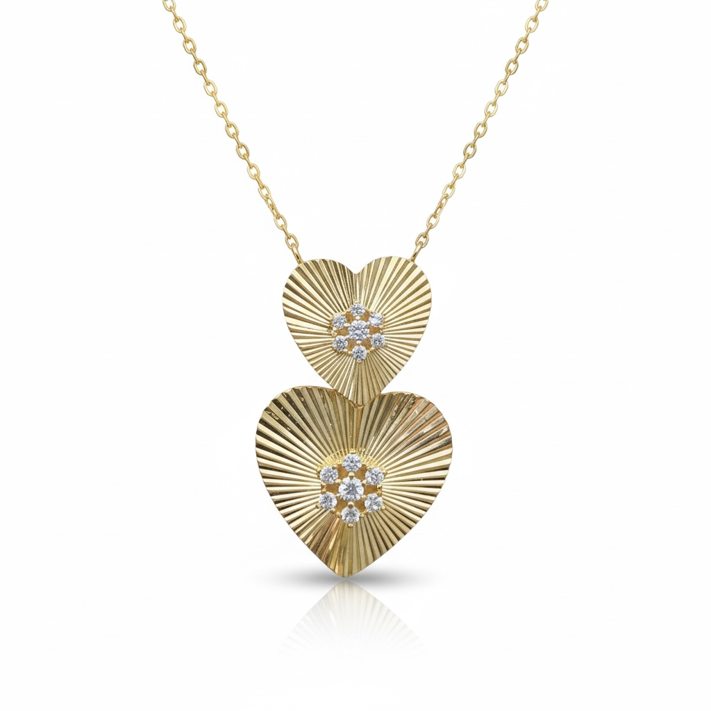 Double Fluted Heart CZ Accent 