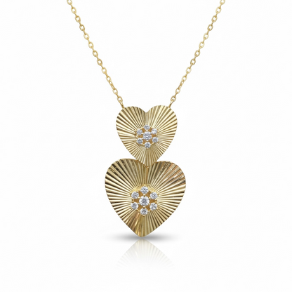 Double Fluted Heart CZ Accent 