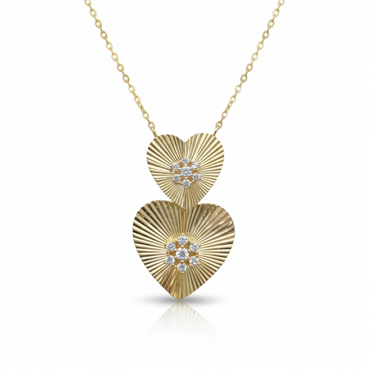 Double Fluted Heart CZ Accent 