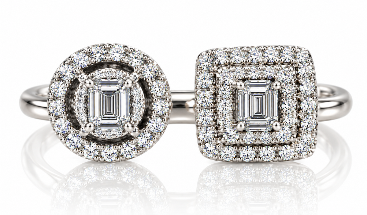 Round & Square Pavé Ring 