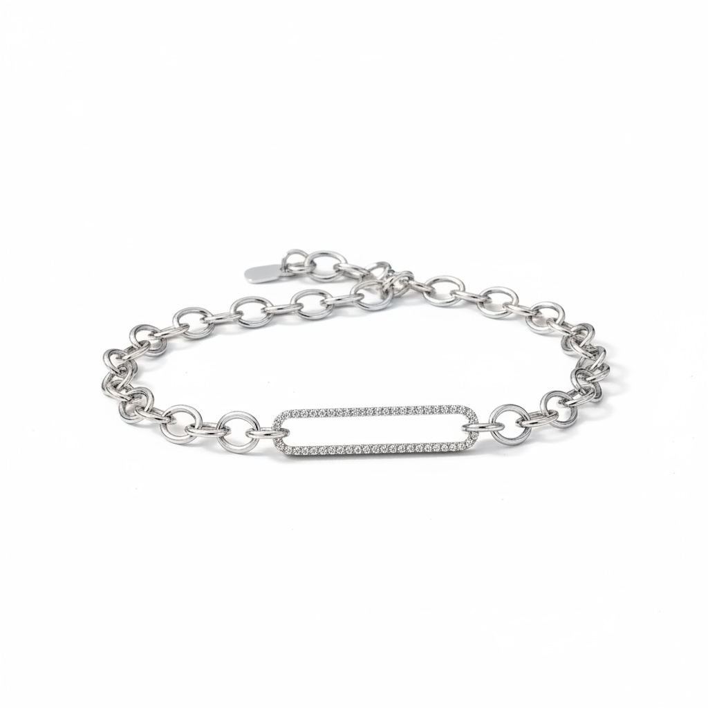 Oversized Pave Paperclip Bracelet 