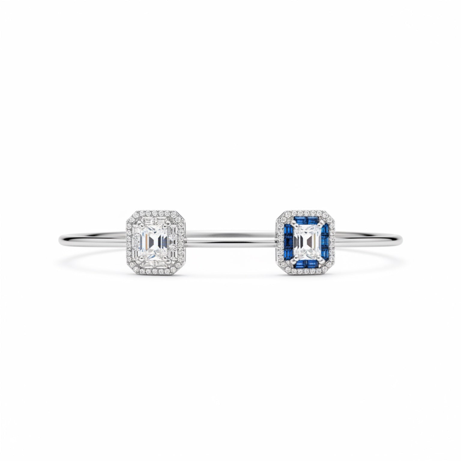 Double Baguette Open Bangle 