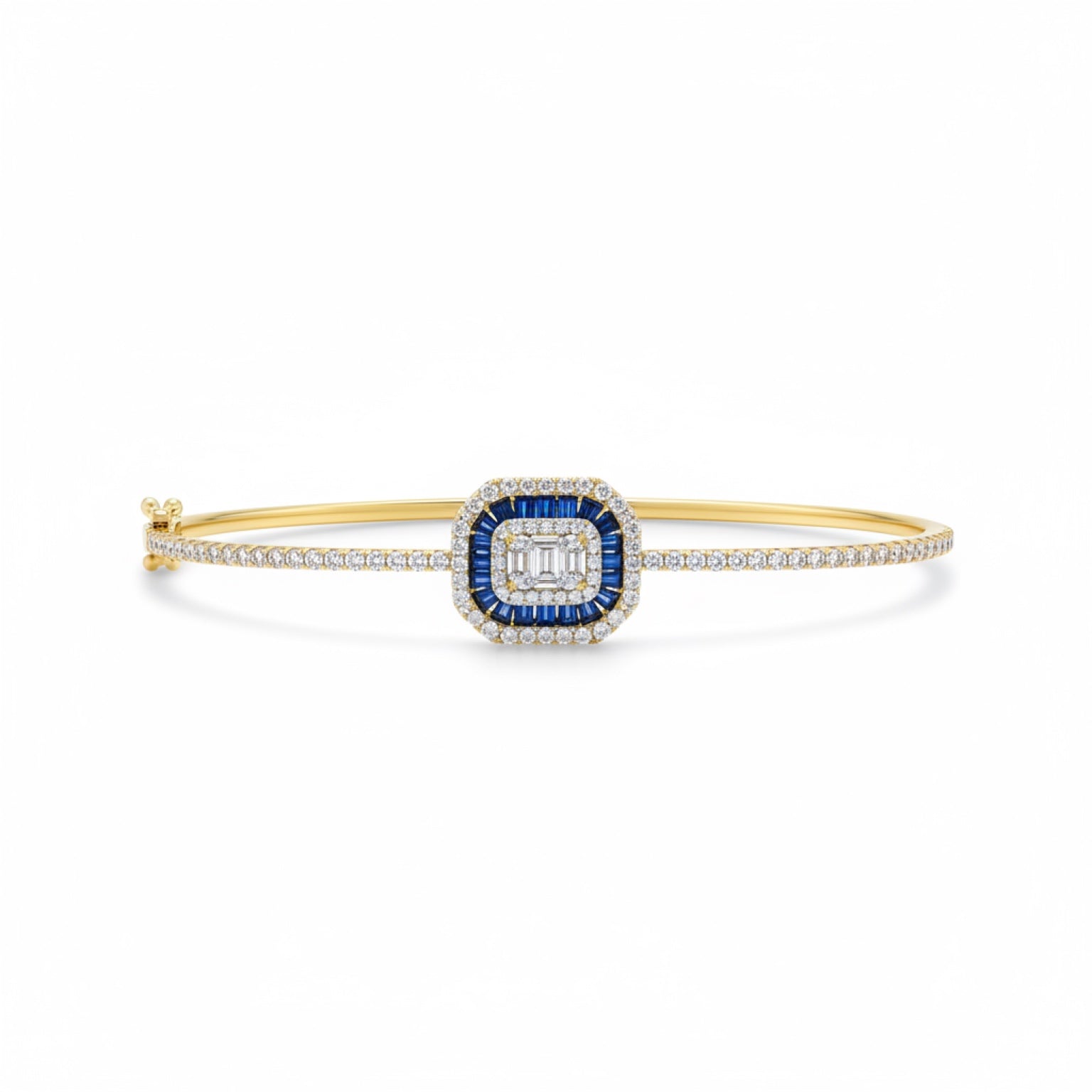 Emerald Cut Gemstone Bangle 