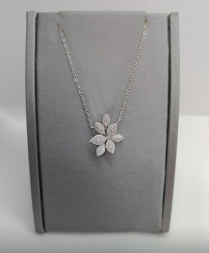 Pave Diamond Flower Necklace 