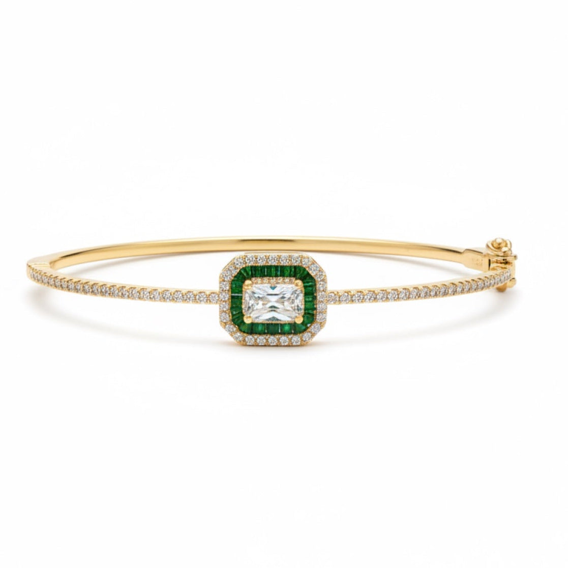 Emerald Cut Gemstone Bangle 
