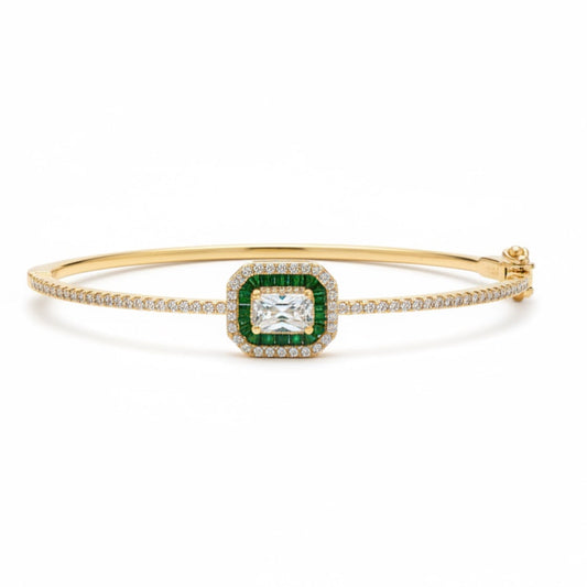 Emerald Cut Gemstone Bangle 