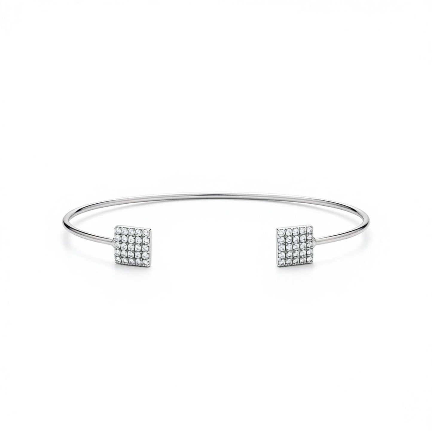 Pave Square Open Bangle 