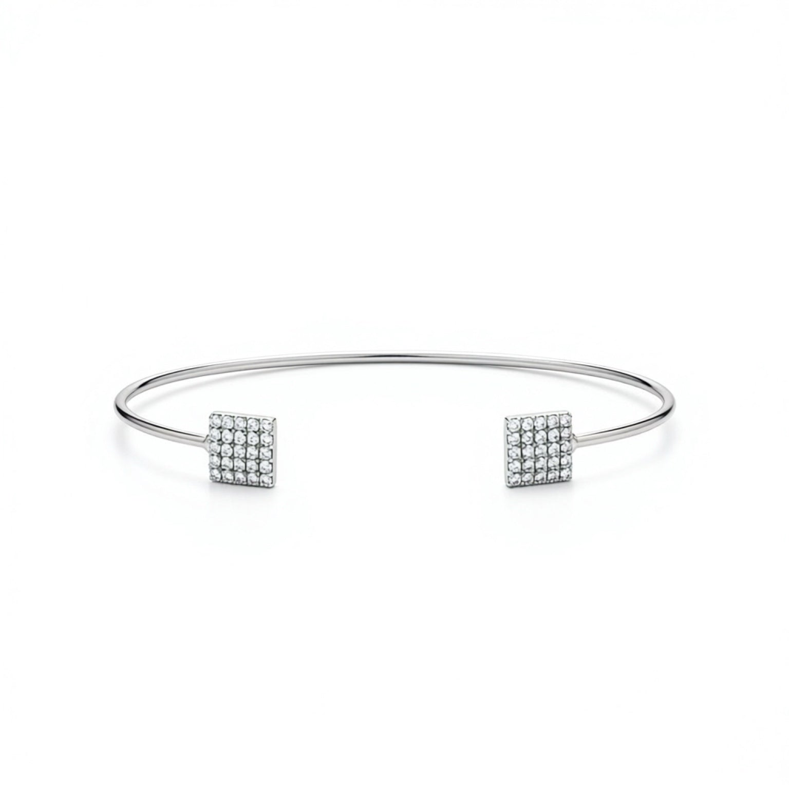 Pave Square Open Bangle 