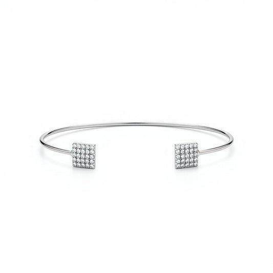 Pave Square Open Bangle 