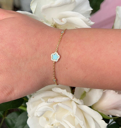 TURQUOISE ENAMEL FLOWER BRACELET 