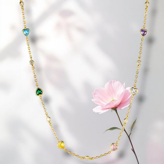 Rainbow Heart Choker 