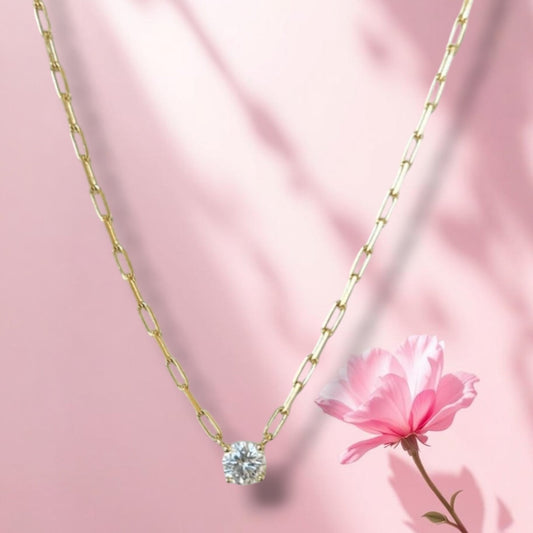Solitaire Paperclip Necklace 