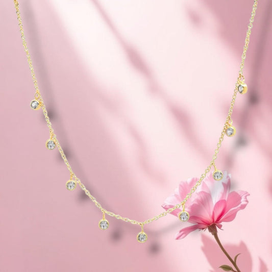 Diamond Bezel Drop Choker 