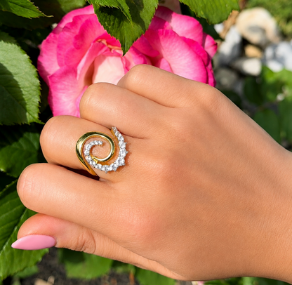 Pave Gold Swirl Ring 
