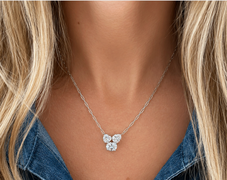 Multi Stone Paperclip Necklace 