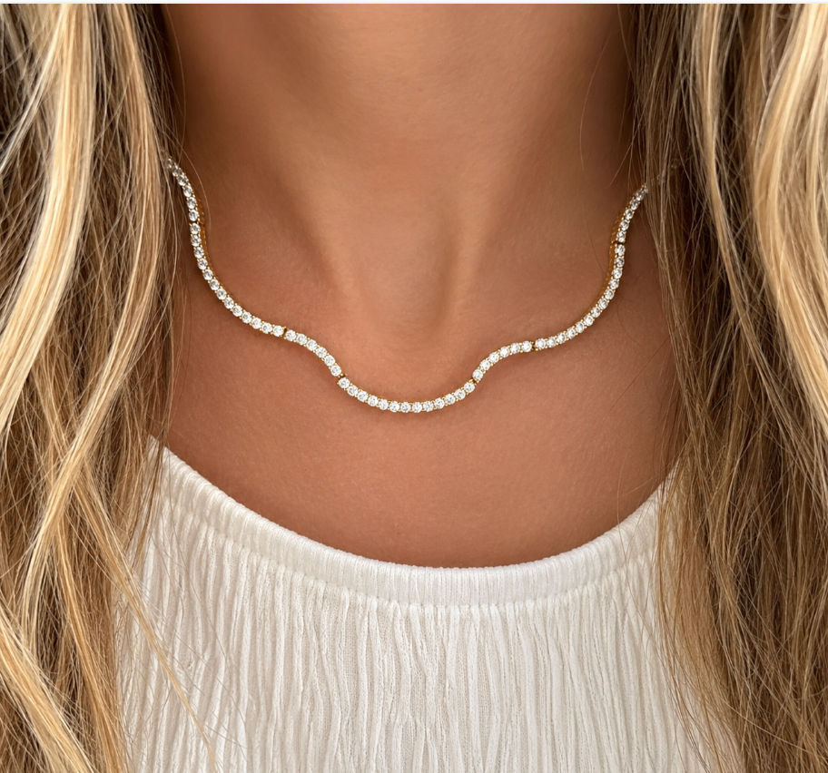 Wavy Tennis Necklace 