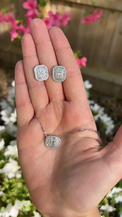 Emerald Cut Gem with Paperclip Chain 