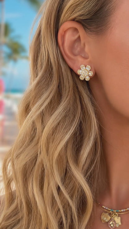 Mixed Stone Daisy Earrings