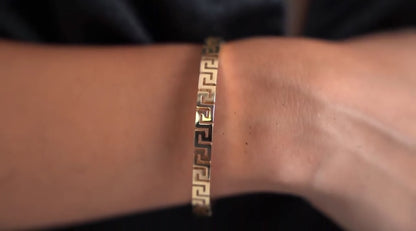 14k Solid Gold Greek Key Bangle