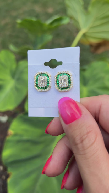Colorful Baguette Statement Studs