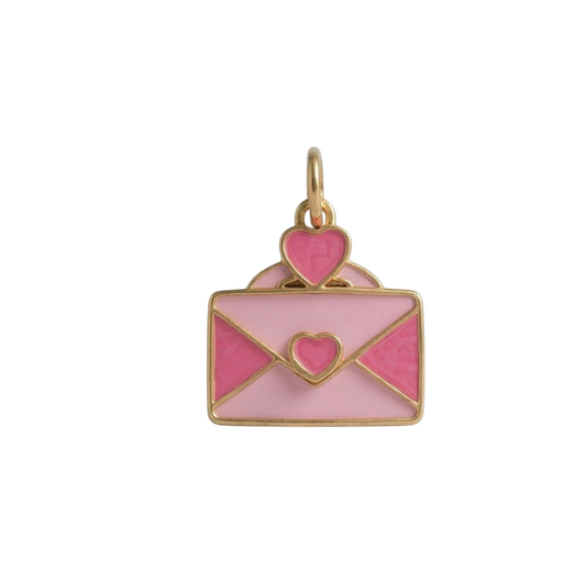 Pink Heart Envelope Charm 